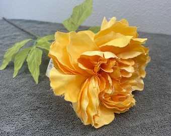 Orange Peony, Fully Bloomed Peony, Single Flower Peony, 7 inch, Single Stem, Sherbert Orange, Fall Flower, Arrangement Floral, Fall Floral
