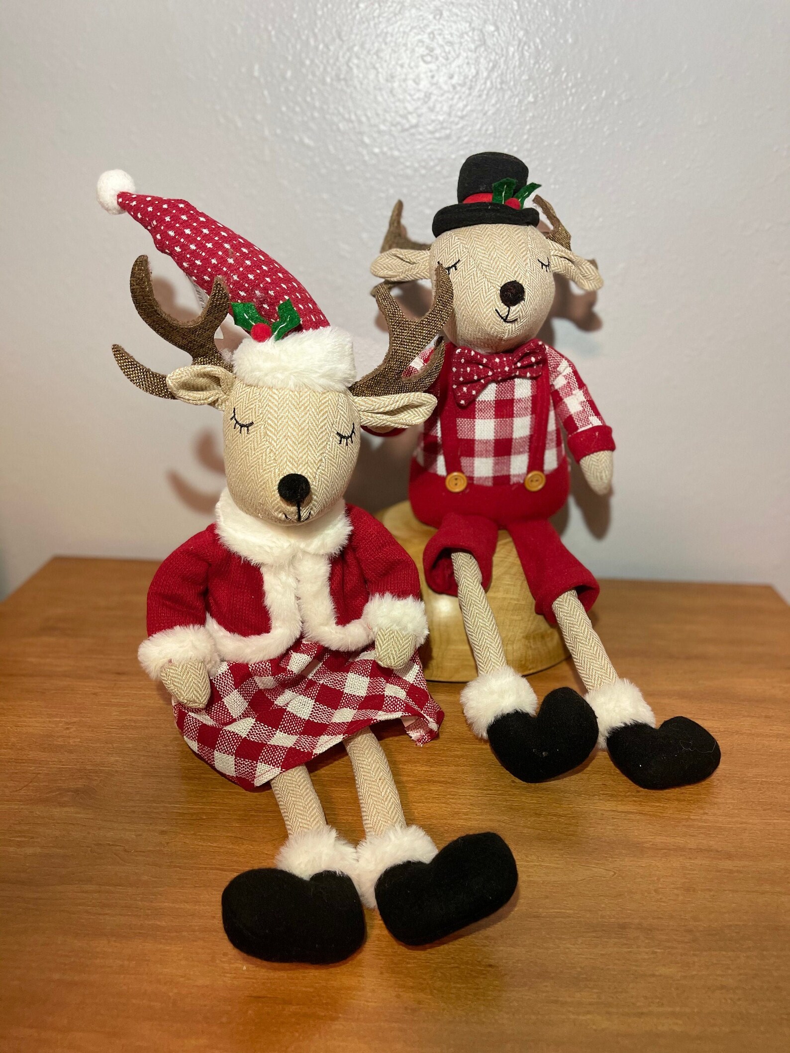 Reindeer Shelf Sitters Set of 2 Boy & Girl Christmas Reindeer Etsy