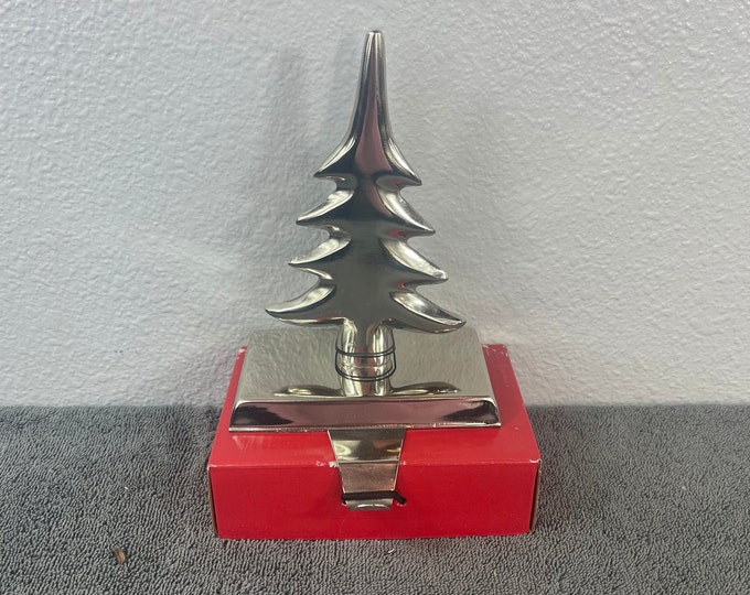 Tree Stocking Holder, Silver Tree, Stocking Holder, Mantle Stocking Holder, Metal Stocking