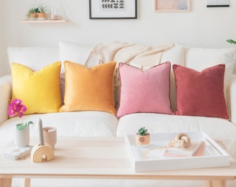 Monteverde Set – Pack of 4 Decorative Throw Pillow Covers (Yellow/Pink)