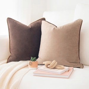 Conjunto Monteverde: paquete de 2 fundas de cojín decorativas (marrón/beige)