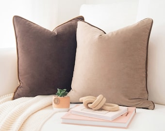 Monteverde Set – Pack of 2 Decorative Throw Pillow Covers (Brown/Beige)