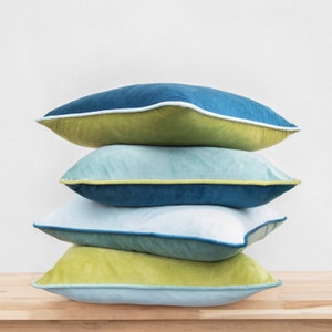 Monteverde Set Pack of 4 Decorative Throw Pillow Covers Green/Blue image 4