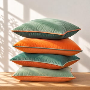 Monteverde Set – Pack of 4 Decorative Throw Pillow Covers (Coral/Sage)