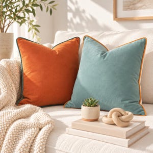 Monteverde Set – Pack of 2 Decorative Throw Pillow Covers (Orange/Teal)