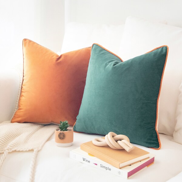 Monteverde Set – Pack of 2 Decorative Throw Pillow Covers - Orange/Green