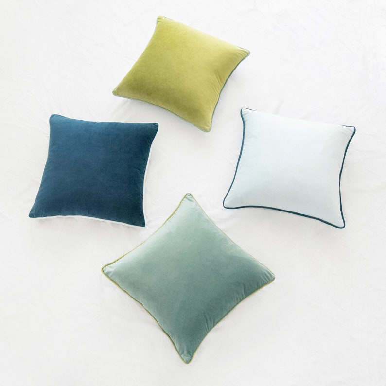 Monteverde Set Pack of 4 Decorative Throw Pillow Covers Green/Blue image 6