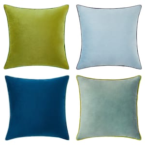 Monteverde Set Pack of 4 Decorative Throw Pillow Covers Green/Blue image 2