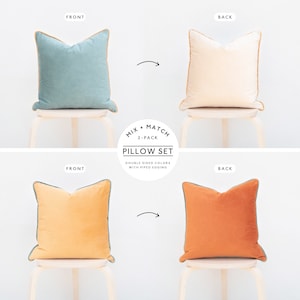 Monteverde Set Pack of 2 Decorative Throw Pillow Covers Orange/Teal image 3