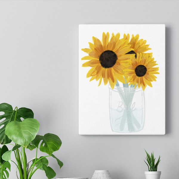 Mason Jar Wall Decor Sunflower Etsy