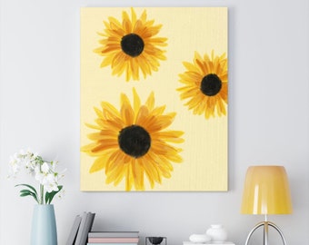 Sunflower Watercolor Art | Your Choice of: Canvas, Poster, Framed Poster | Sunflower Wall Art | Sunflower Home Décor