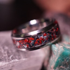 Red Crushed Opal Stainless Steel