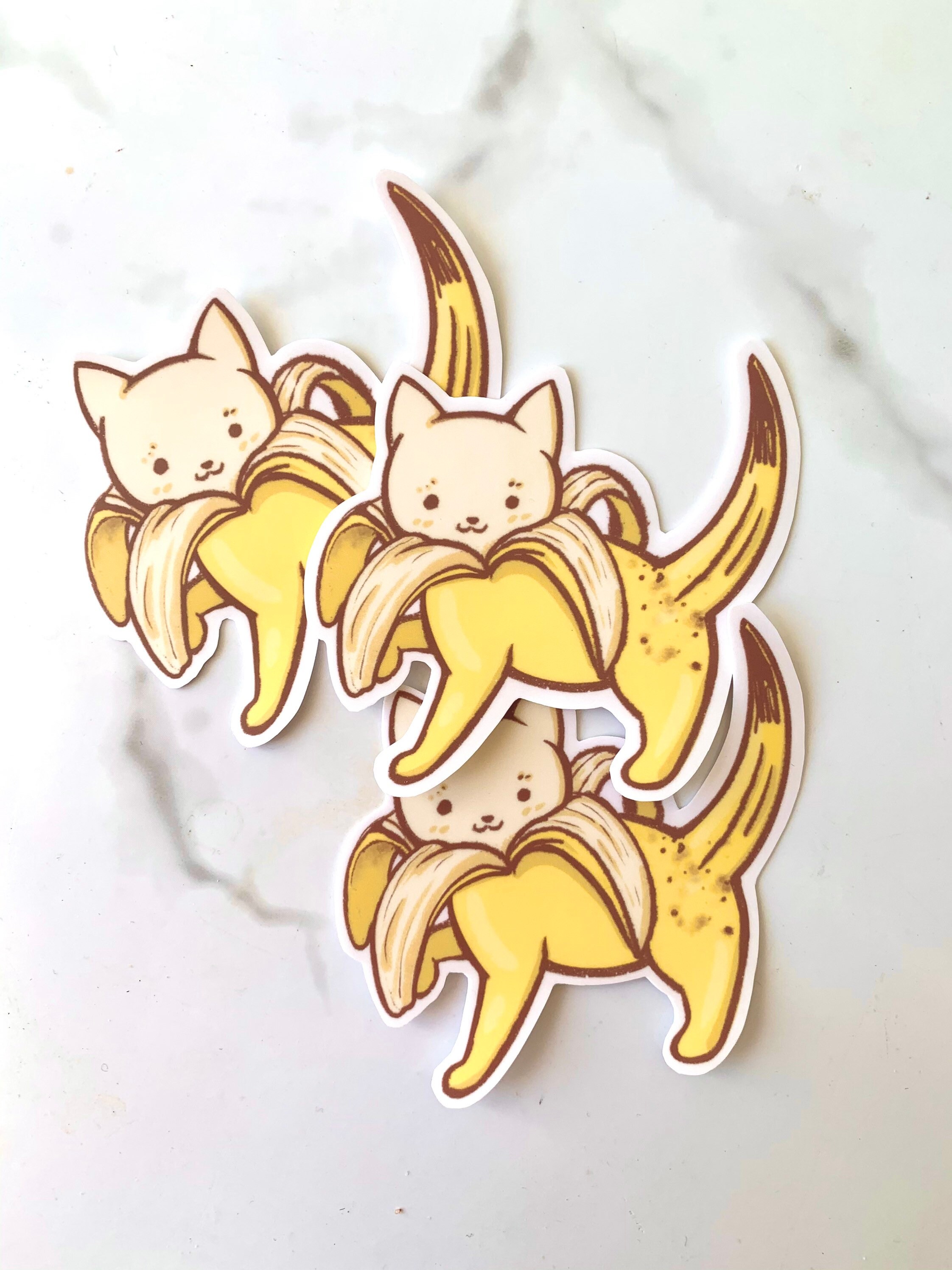 Kawaii Kitty Banana Sticker banana cat fruit sticker Etsy