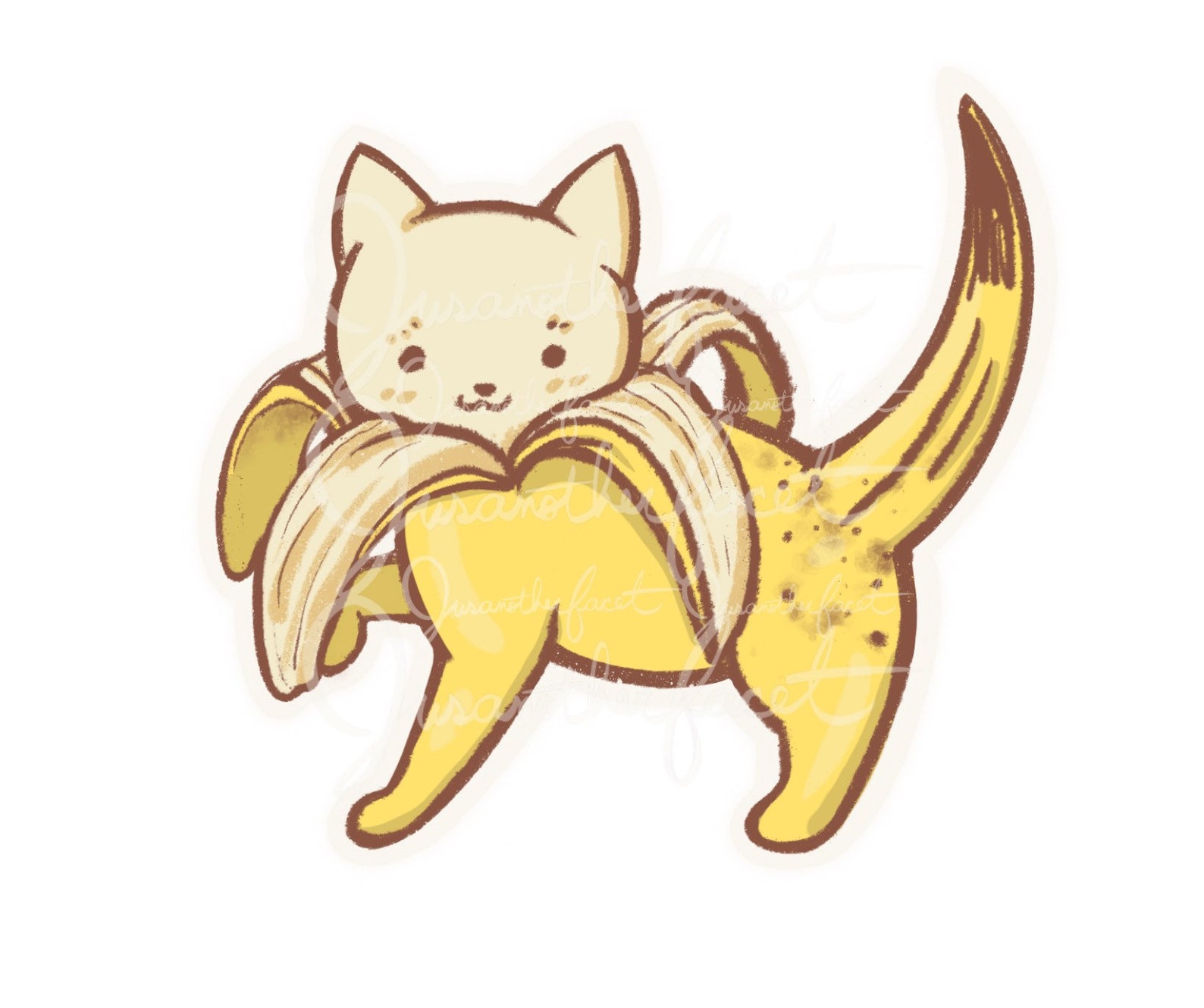 Kawaii Kitty Banana Sticker banana cat fruit sticker Etsy