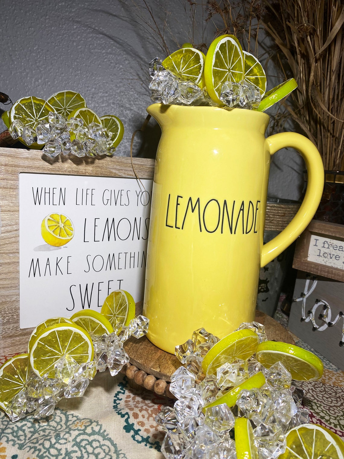 Rae Dunn Lemonade Pitcher LEMON & ICE Topper Etsy