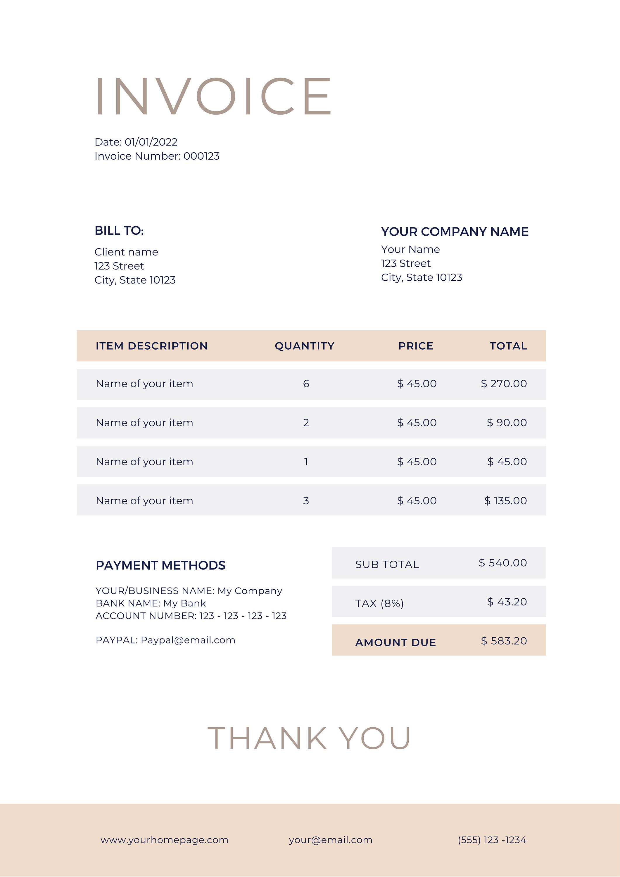 Invoice Template Printable Invoice Photography Invoice - Etsy