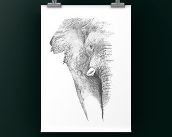 ORIGINAL Elephant Stippling Drawing