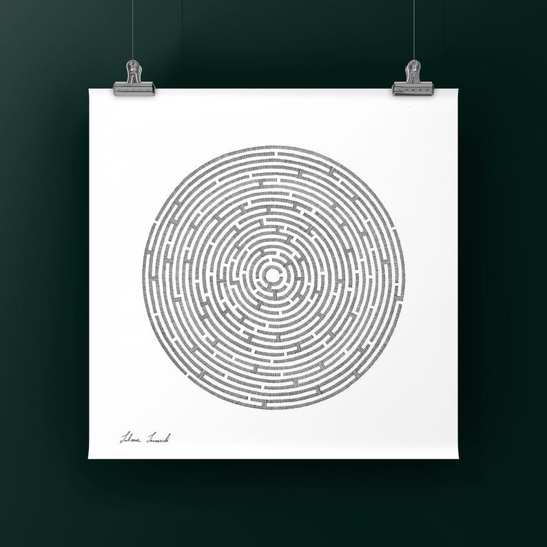 Maze, Original Drawing, Hand-Drawn, Labyrinth, Life Change, Finding Your Path image 1