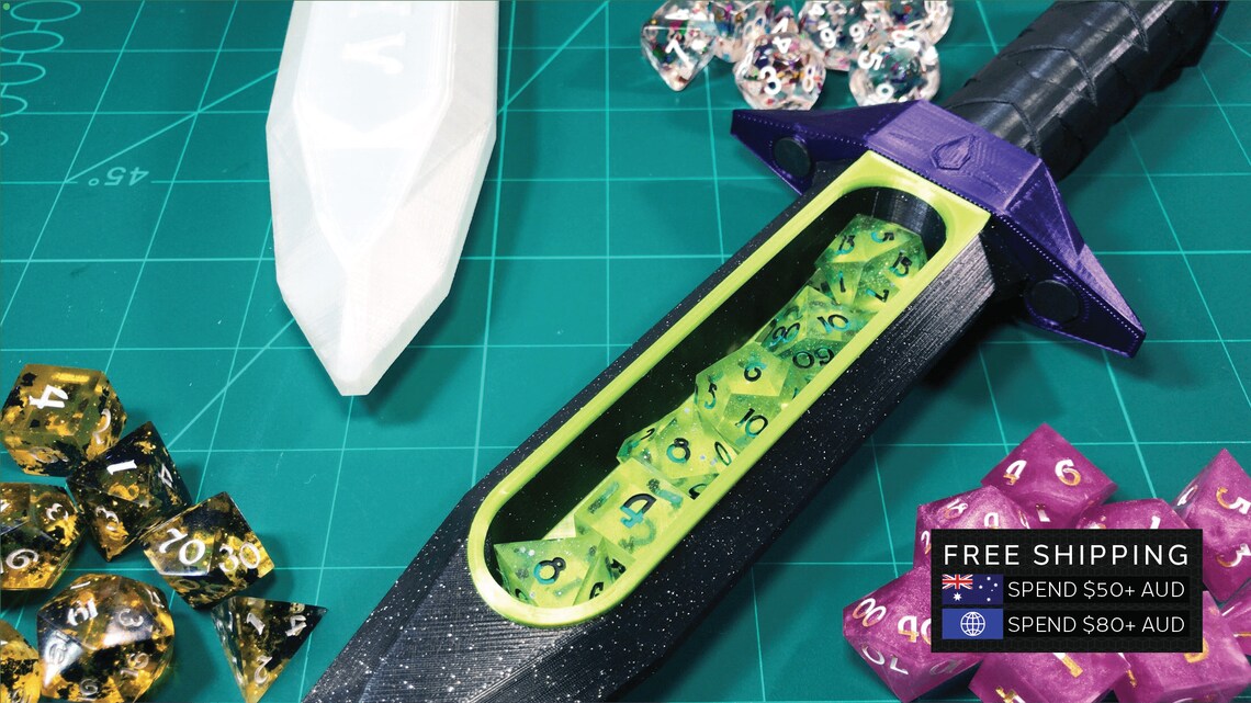 FULLY CUSTOM Dagger Dice Box 3D Printed Engraving Etsy