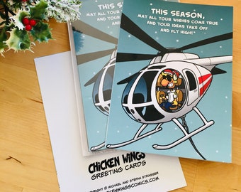 Funny Helicopter Christmas Card - 10 Pack with envelopes