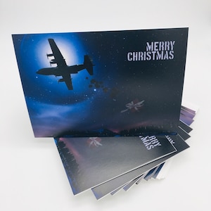 Luchtvaartkerstkaart "Hercules C-130 Air Drop" - 10 KAARTEN