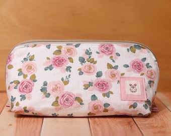 Neceser bordado flores rosa + NOMBRE (neceser de maquillaje- neceser- neceser- neceser- neceser- nombre deseado- regalo