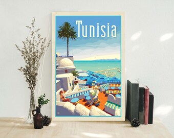 Mediterranean Cruises Morocco Turkey Tunisia Ship Travel Vintage Poster Repro