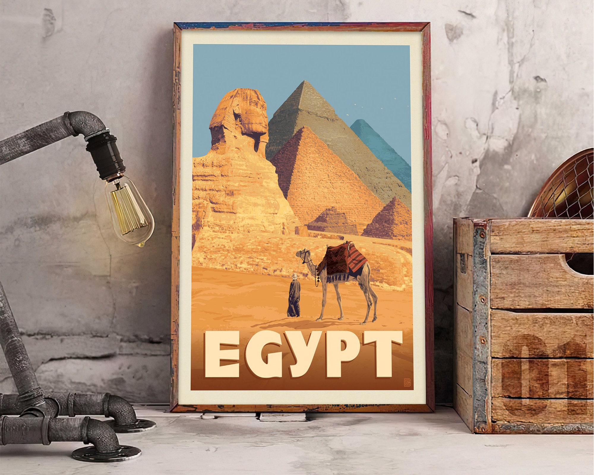 Egypt Vintage Poster Print ancient egyptian Retro Poster Etsy