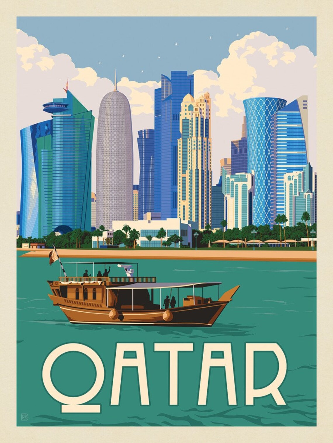 Qatar Travel Poster Abstract Travel Poster Vintage Poster Etsy
