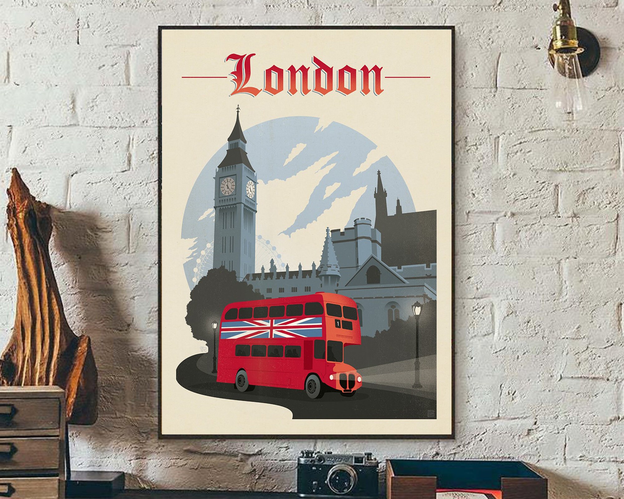 England London Vintage Poster Print Retro Streer Poster Etsy