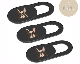 Webcam Cover Slide Premium Laptop Camera privacy protection slider for Computer Tablet Phone and more Ultra Thin 3 Pack French Bulldog