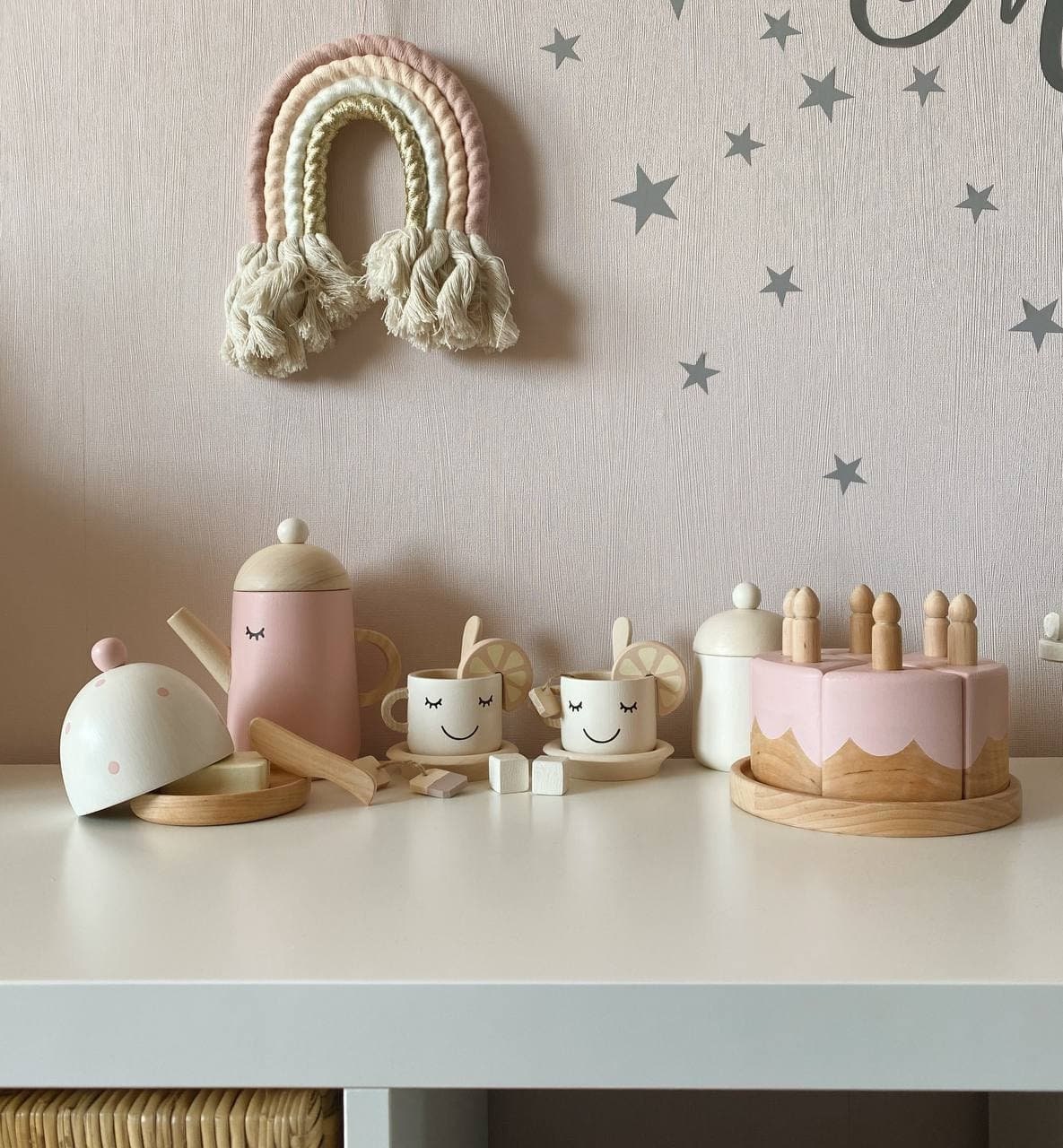 Kids Tea Set Wood play kitchen Wooden tea set Tea set Etsy