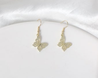 Hollow out gold colour Butterfly Dangle Earrings, Gift for her