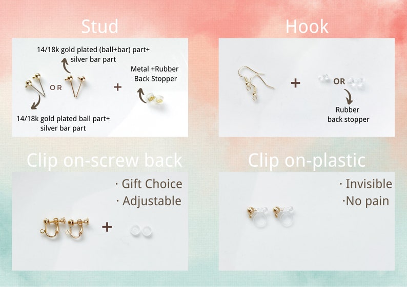 Sakura enamel earrings, oriental cherry Stud/Clip on earring, Dangle and drop earrings, spring gift for her image 10