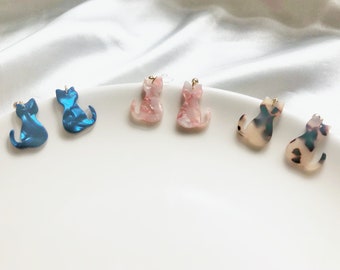 Cute Cat Earrings | Silhouette Dangle Design | Clip On or Stud | Gift for Her | Kitty & Kitten Earrings