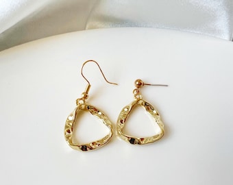 Gold Plated Irregular shaped earrings, gift for her