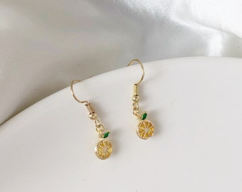 Cute Dainty Lemon earrings, TINY dangle earrings, Special gift for her