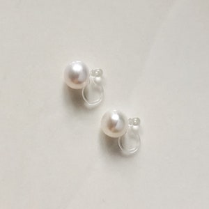 White freshwater pearl Clip on Earrings, non-pierced earrings, Gift for her image 6