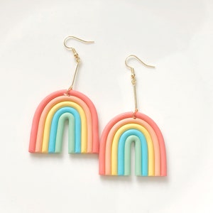 Cute big Rainbow Stud/Clip on earrings, gift for her zdjęcie 6