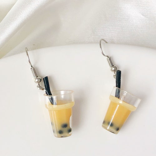 Cute Boba Milk Tea Earrings Cute Bubble Tea Earrings Etsy UK