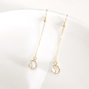 Long dangle Teardrop Earrings, waterdrop delicate earring, elegant dangle pendant, Gift for her