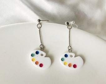 Palette sliver colour earrings, dangle Stud/Clip on earring