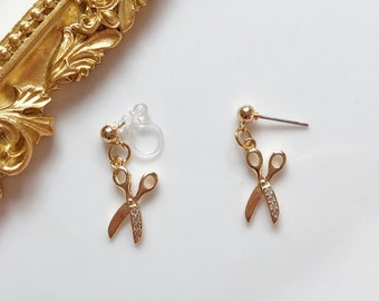 Adorable Scissors Stud/Clip on Earrings,  gift for her