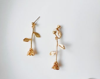Dainty Rose dangle Earrings, Gift for her