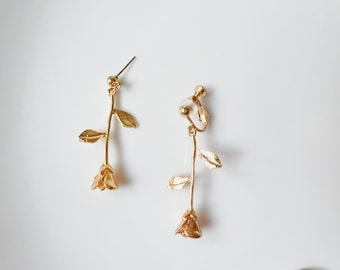 Dainty Rose dangle Earrings, Gift for her