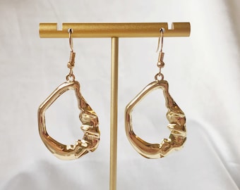 Gold Plated Irregular shaped earrings, gift for her