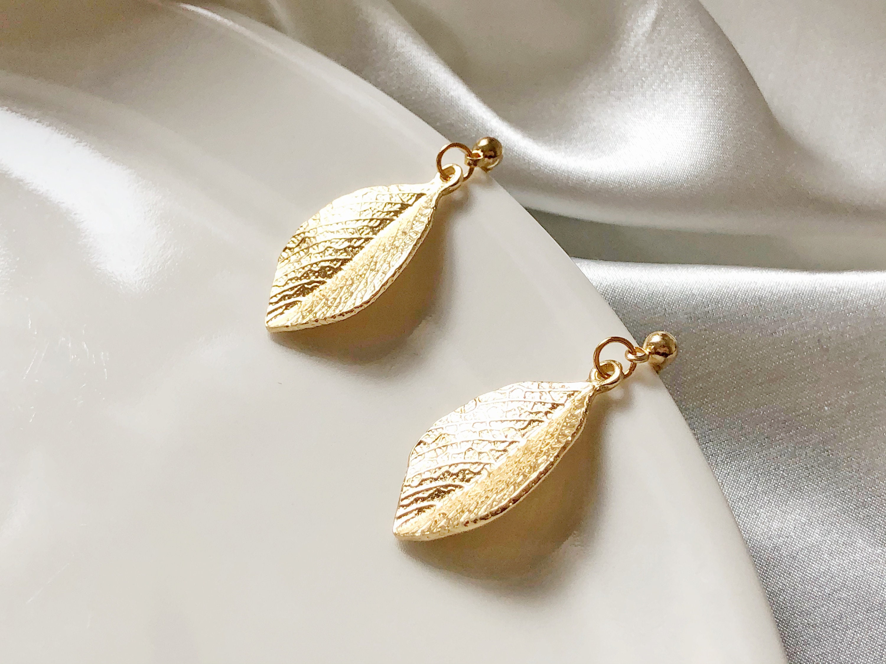 Gold Colour Leaves Clip On/ Stud Earrings Gold Plated Dainty Etsy UK