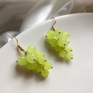 Cute Green grapes earrings, Dangle Earrings clip-on/stud earrings, gift for her