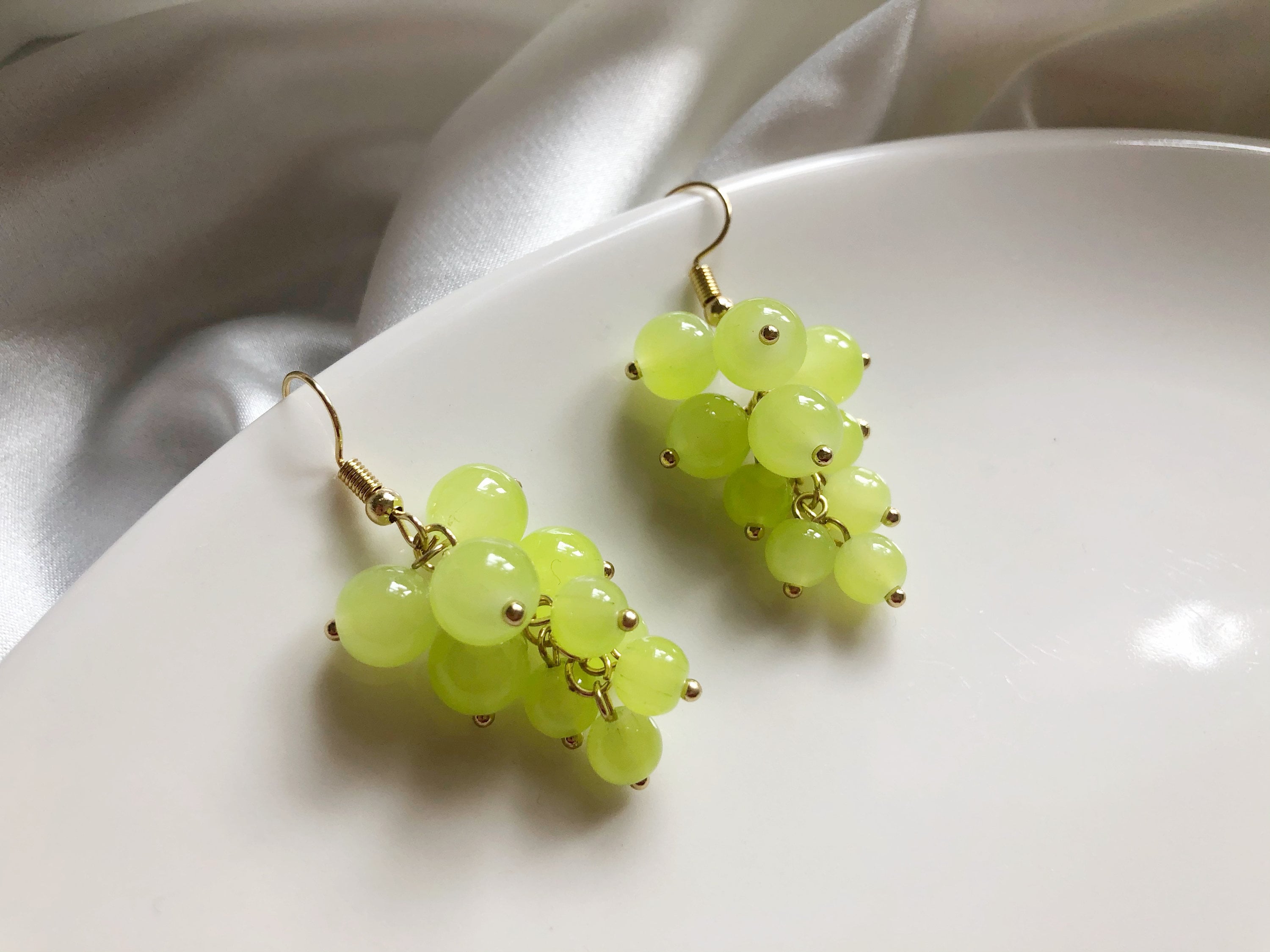 Cute Green grapes earrings, Dangle Earrings clip-on/stud earrings, gift for her