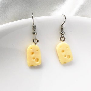 Novelty Cheese Clip-on/ stud  earrings, Cute Bakery Food jewellery, Cute handmade gift for her